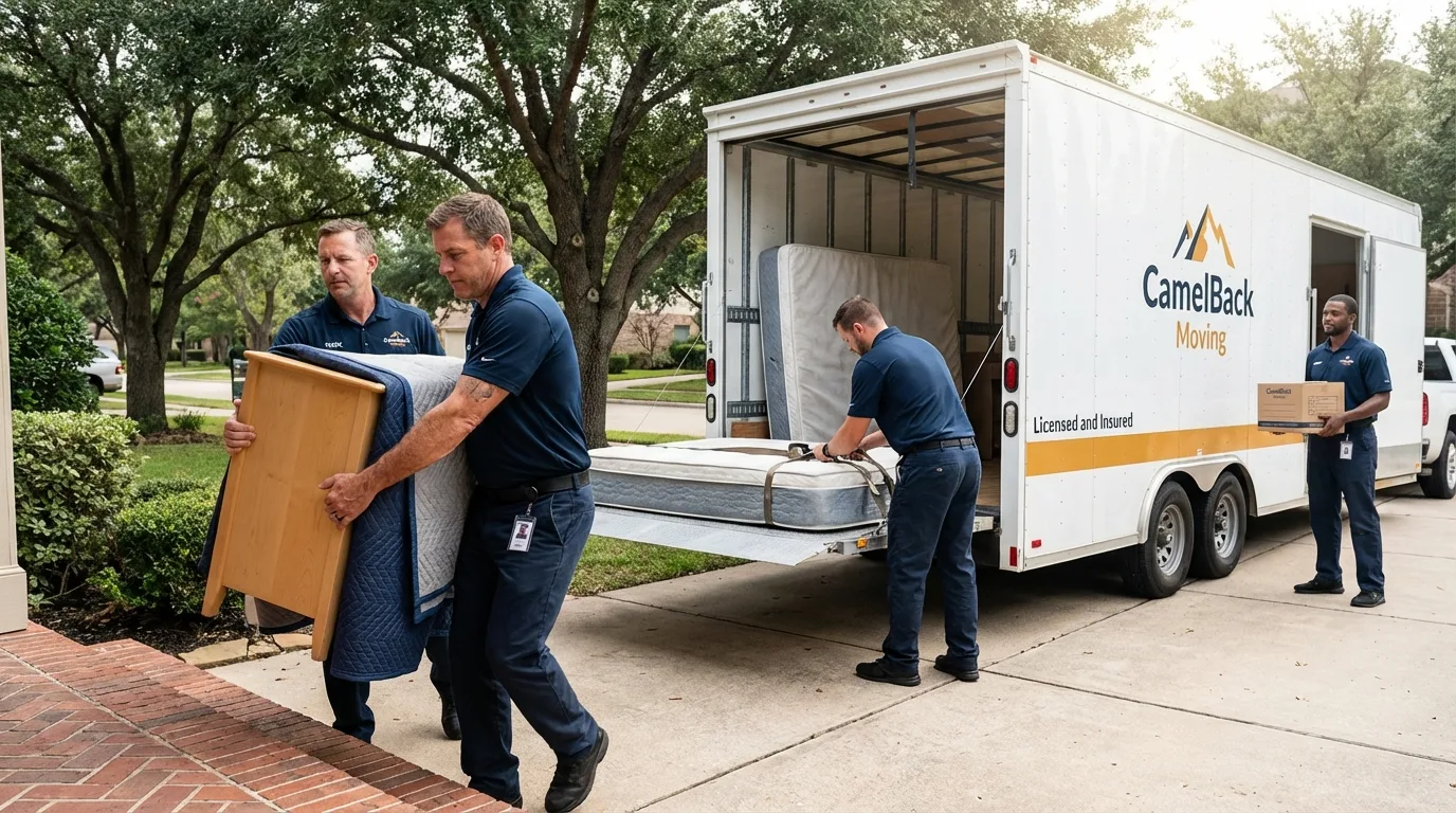 Crew loading residential truck for cross-state move from West Milton, OH