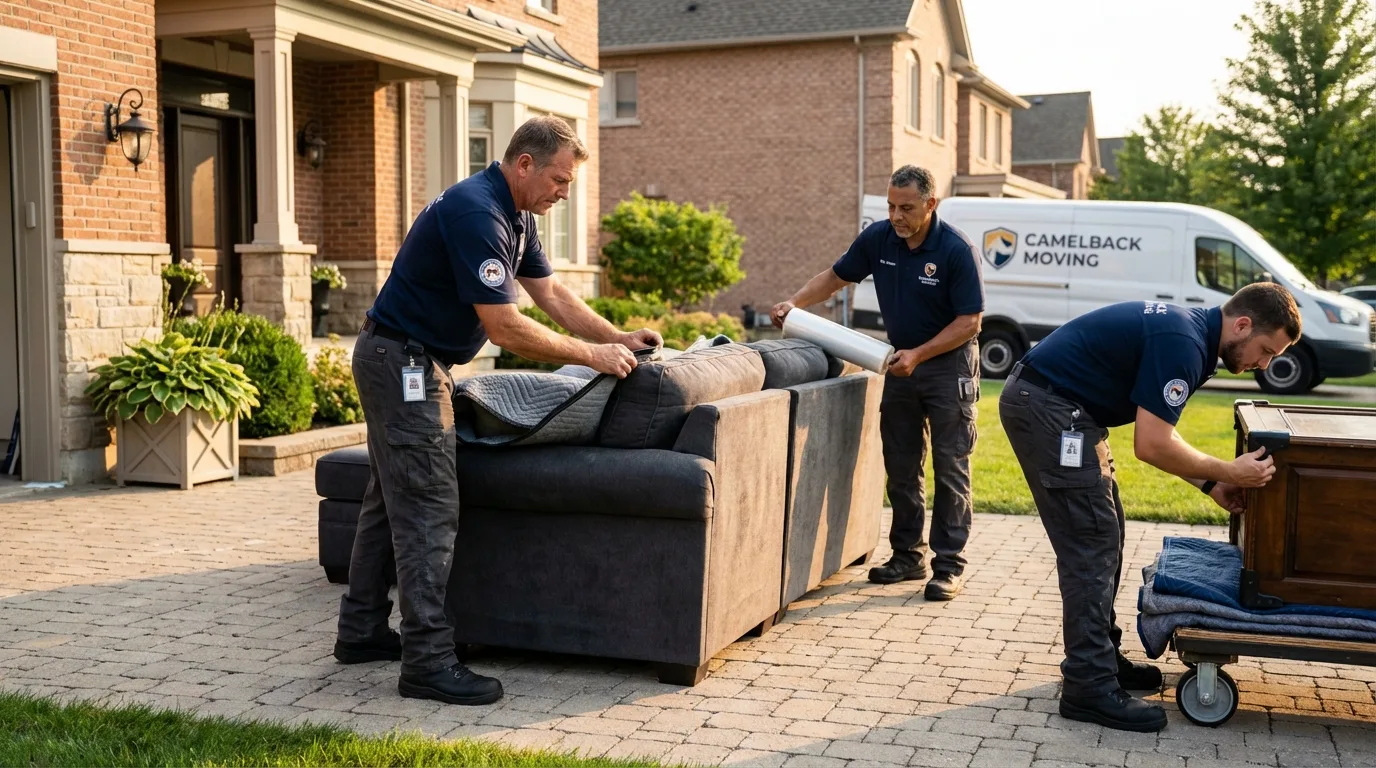 Large estate moving crew wrapping furniture in West Milton, OH