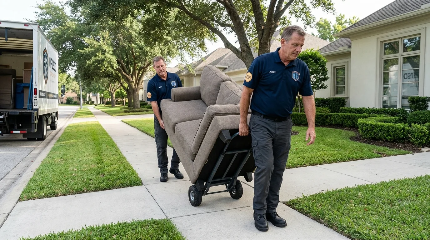 Local residential moving crew loading furniture in West Milton, OH